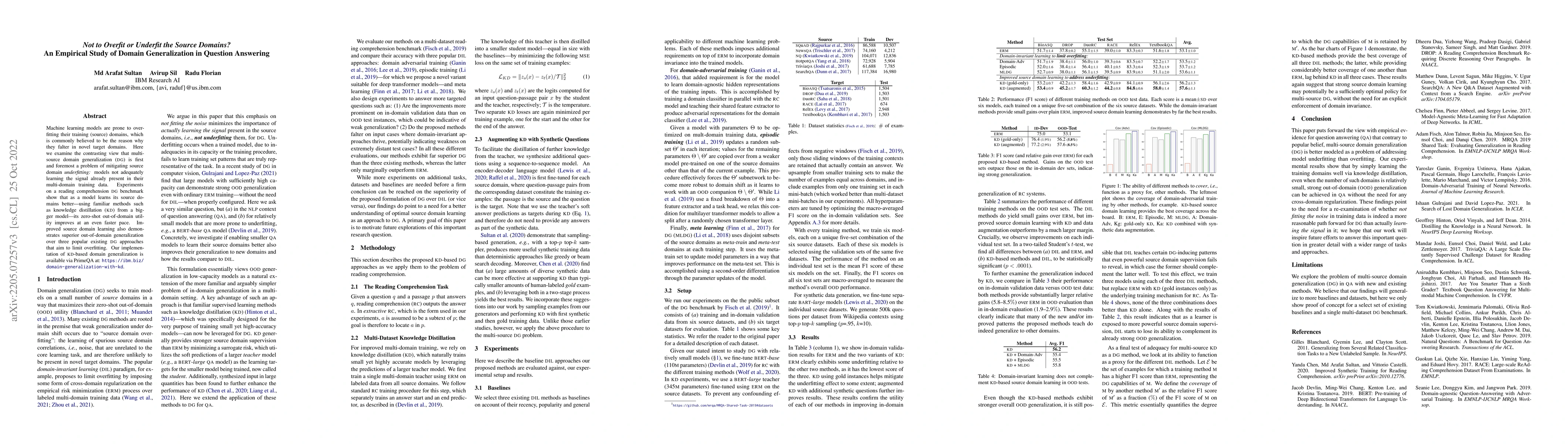 Thumbnail for Not to Overfit or Underfit the Source Domains? An Empirical Study of
  Domain Generalization in Question Answering