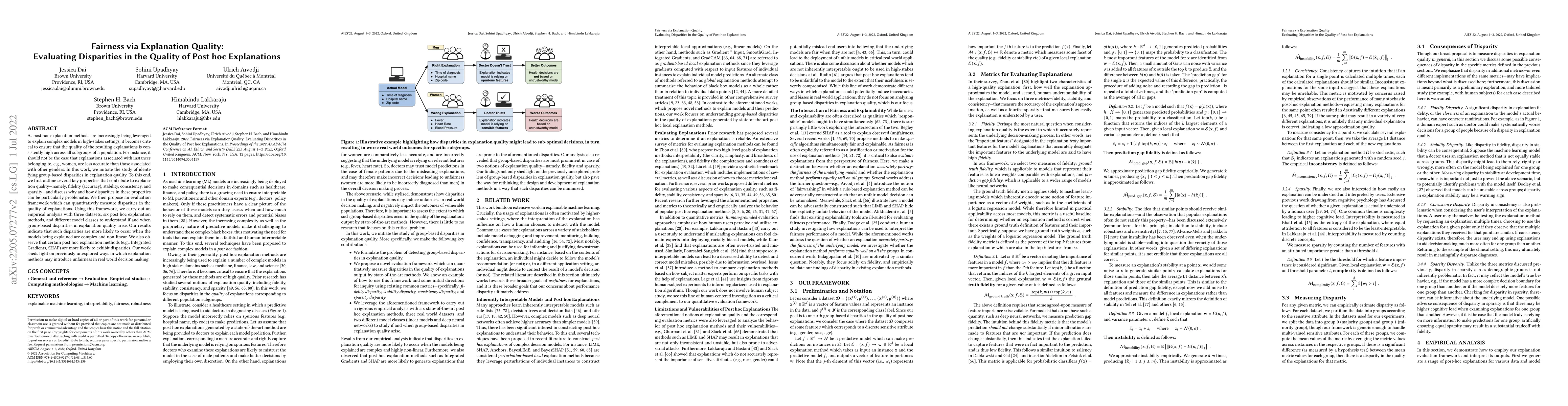 Thumbnail for Fairness via Explanation Quality: Evaluating Disparities in the Quality
  of Post hoc Explanations