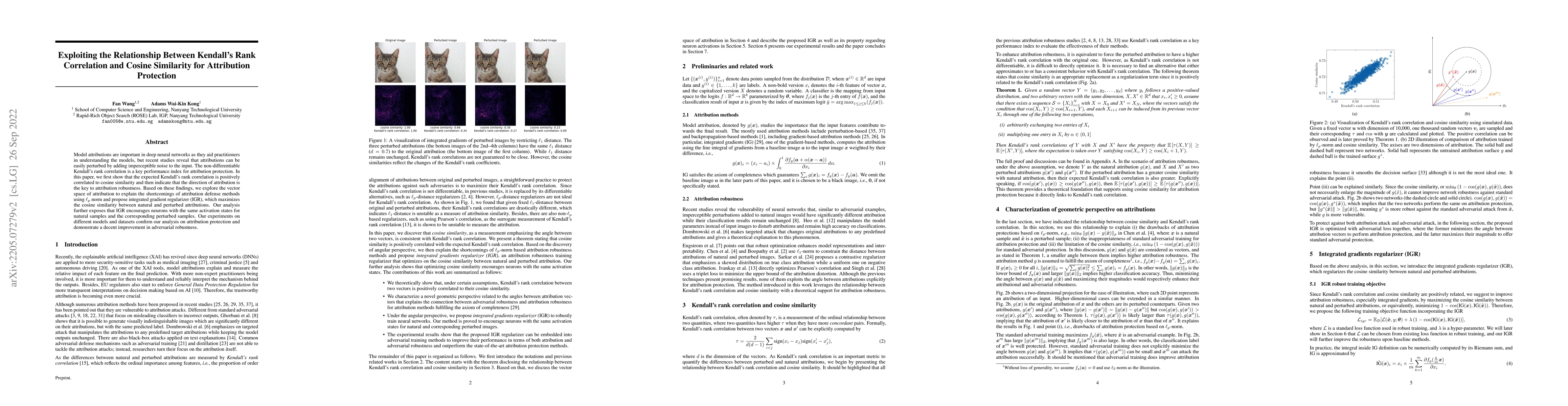 Thumbnail for Exploiting the Relationship Between Kendall's Rank Correlation and
  Cosine Similarity for Attribution Protection