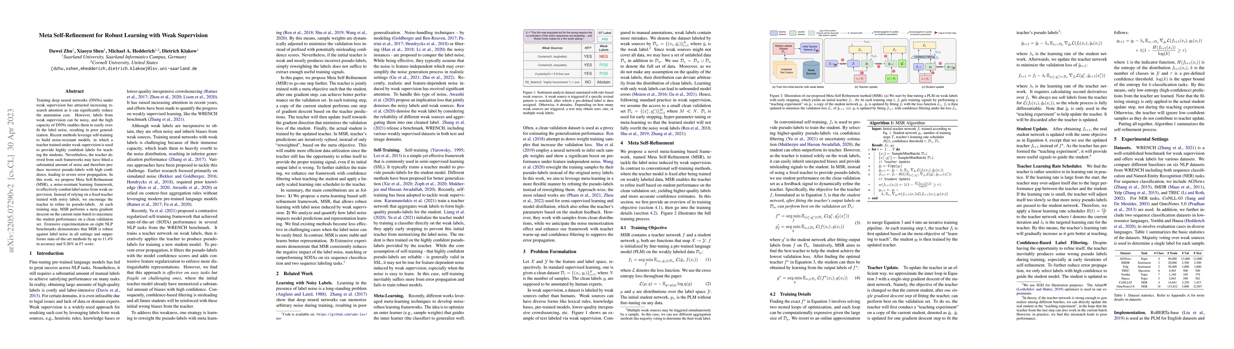 Thumbnail for Meta Self-Refinement for Robust Learning with Weak Supervision