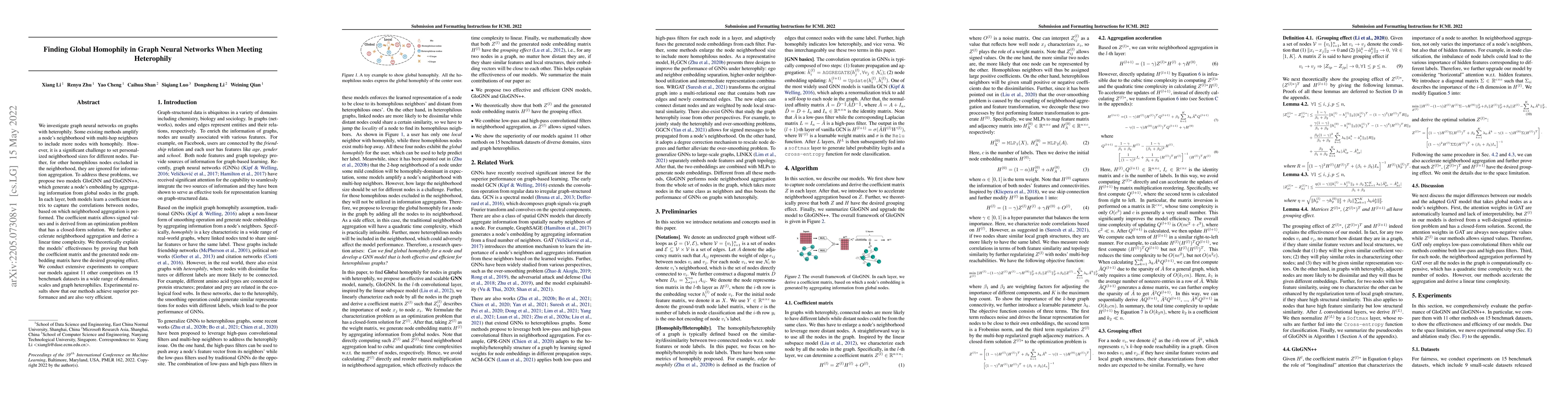 Thumbnail for Finding Global Homophily in Graph Neural Networks When Meeting
  Heterophily