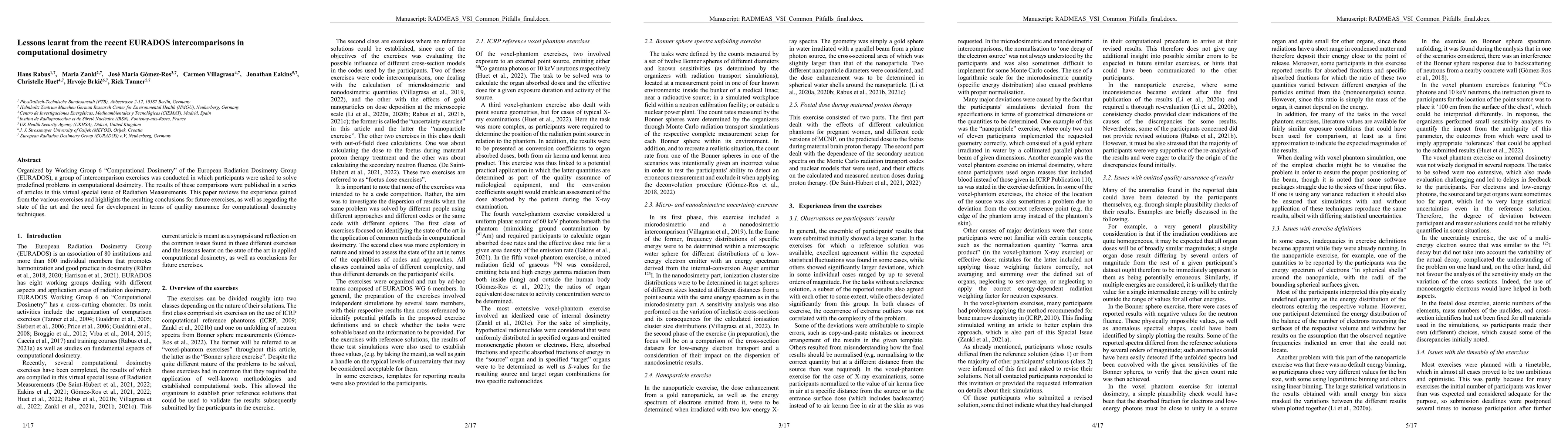 Thumbnail for Lessons learnt from the recent EURADOS intercomparisons in computational
  dosimetry