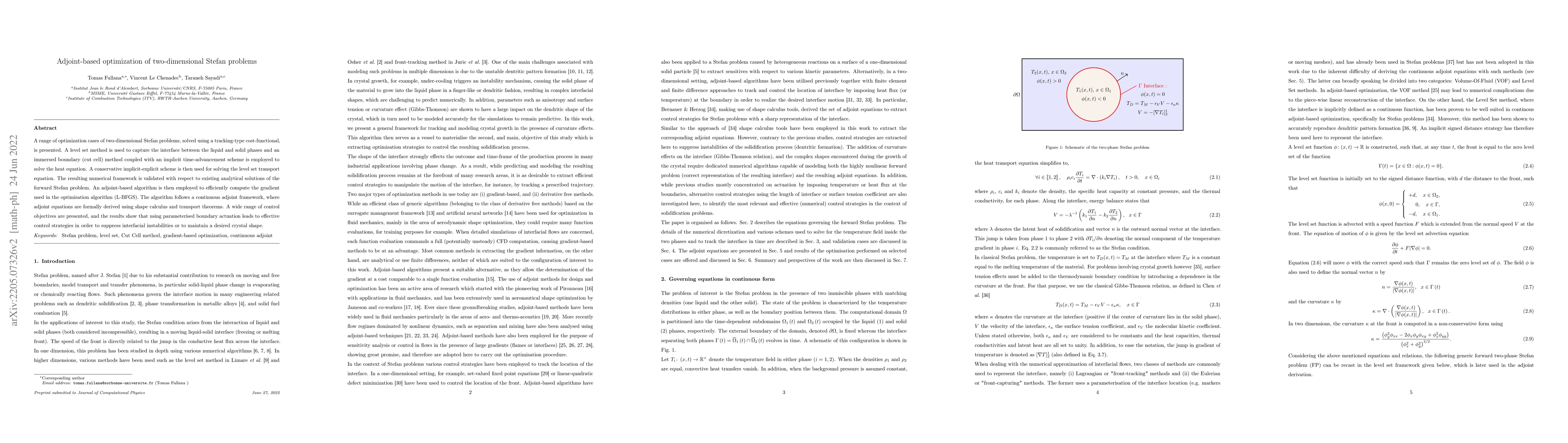 Thumbnail for Adjoint-based optimization of two-dimensional Stefan problems