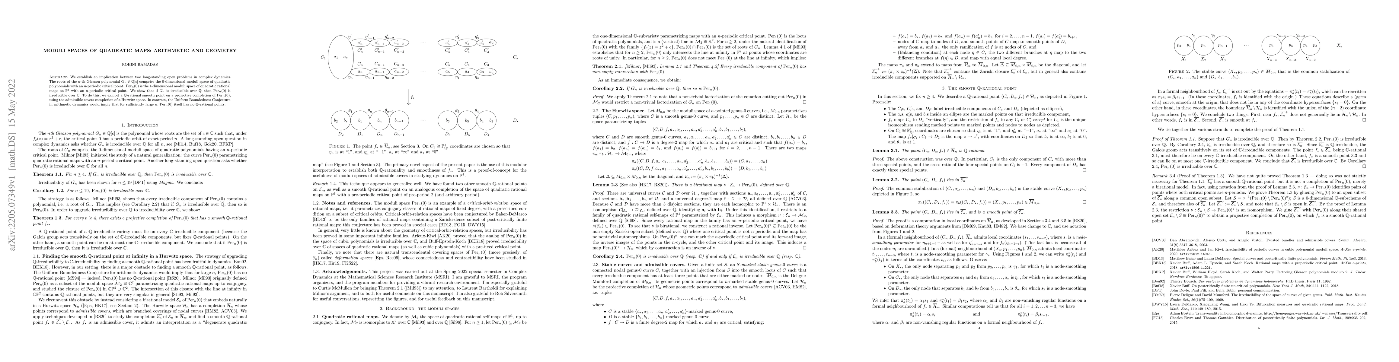 Thumbnail for Moduli spaces of quadratic maps: arithmetic and geometry