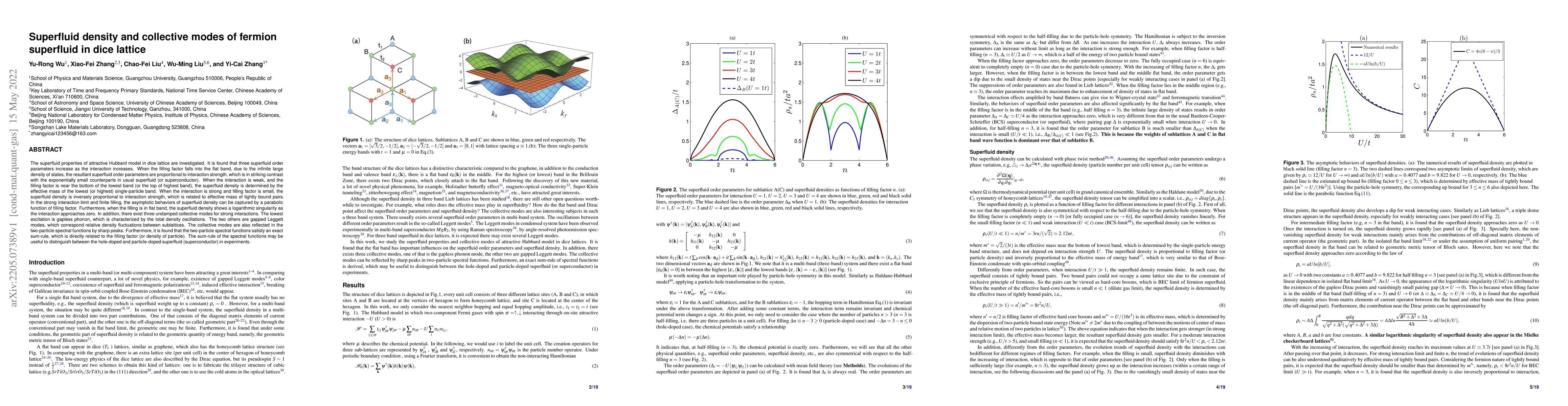 Thumbnail for Superfluid density and collective modes of fermion superfluid in dice
  lattice