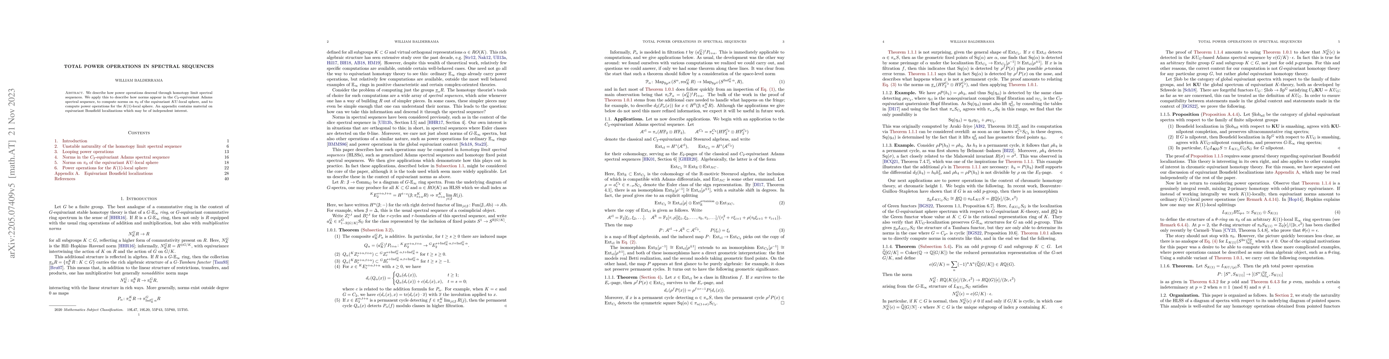 Thumbnail for Total power operations in spectral sequences