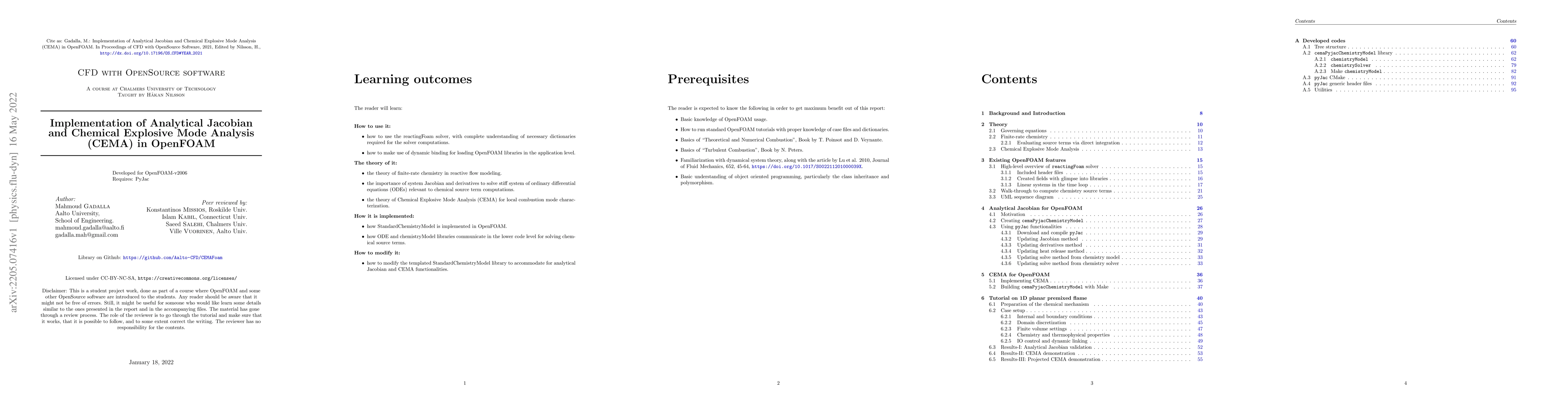 Thumbnail for Implementation of Analytical Jacobian and Chemical Explosive Mode
  Analysis (CEMA) in OpenFOAM