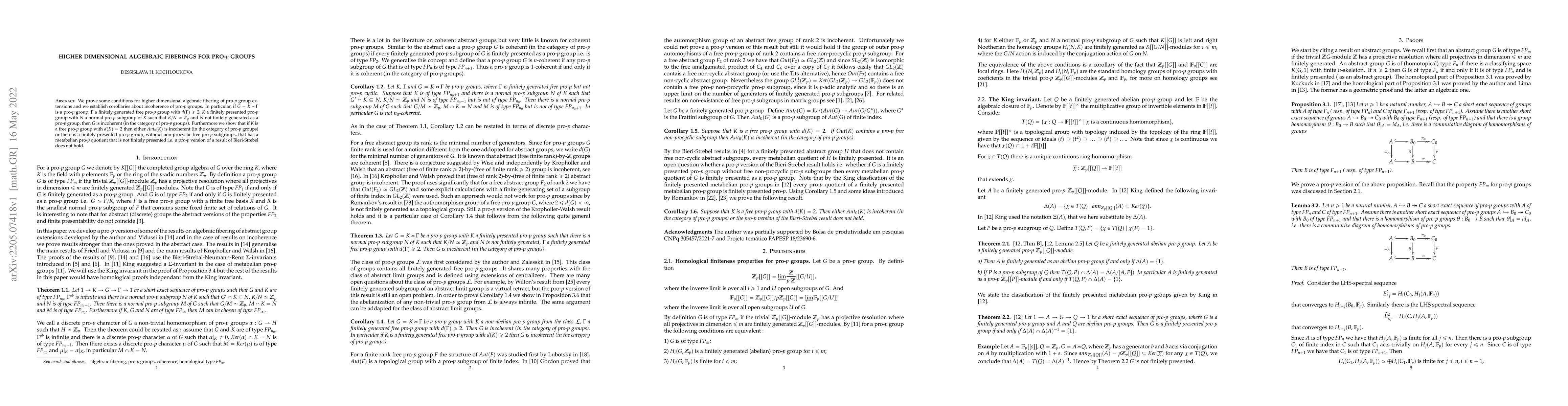 Thumbnail for Higher dimensional algebraic fiberings for pro-$p$ groups