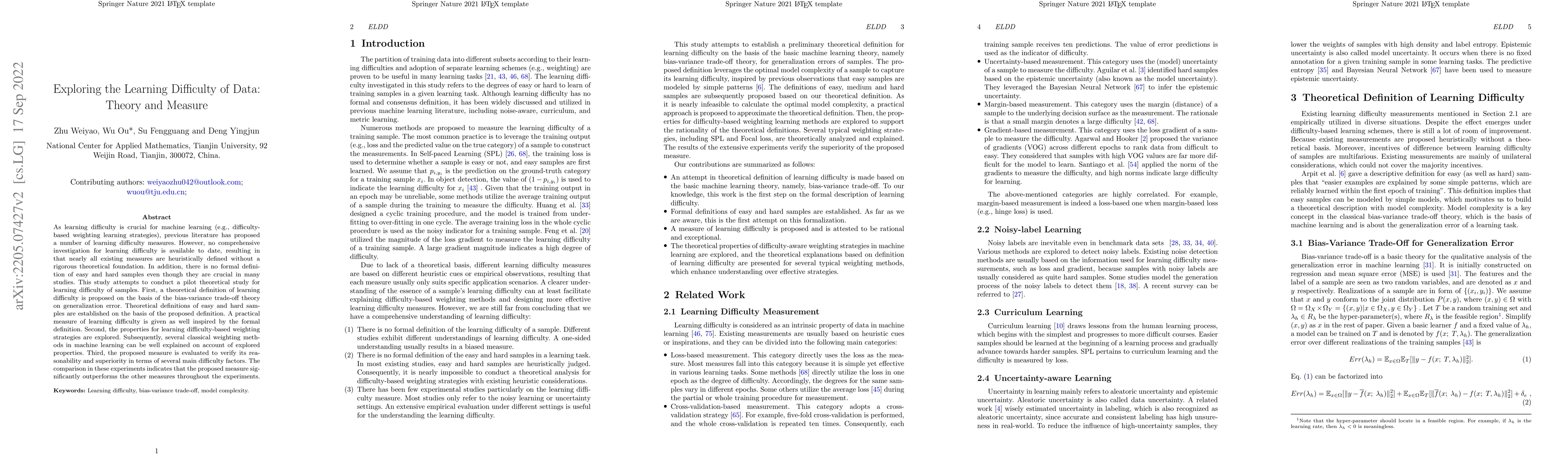 Thumbnail for Exploring the Learning Difficulty of Data Theory and Measure