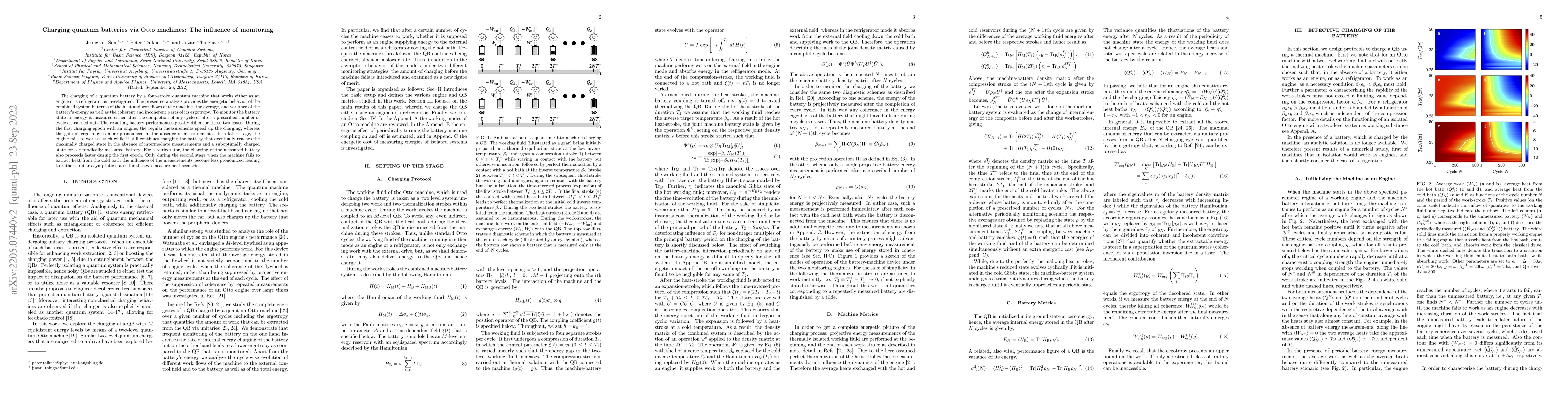 Thumbnail for Charging quantum batteries via Otto machines: The influence of
  monitoring