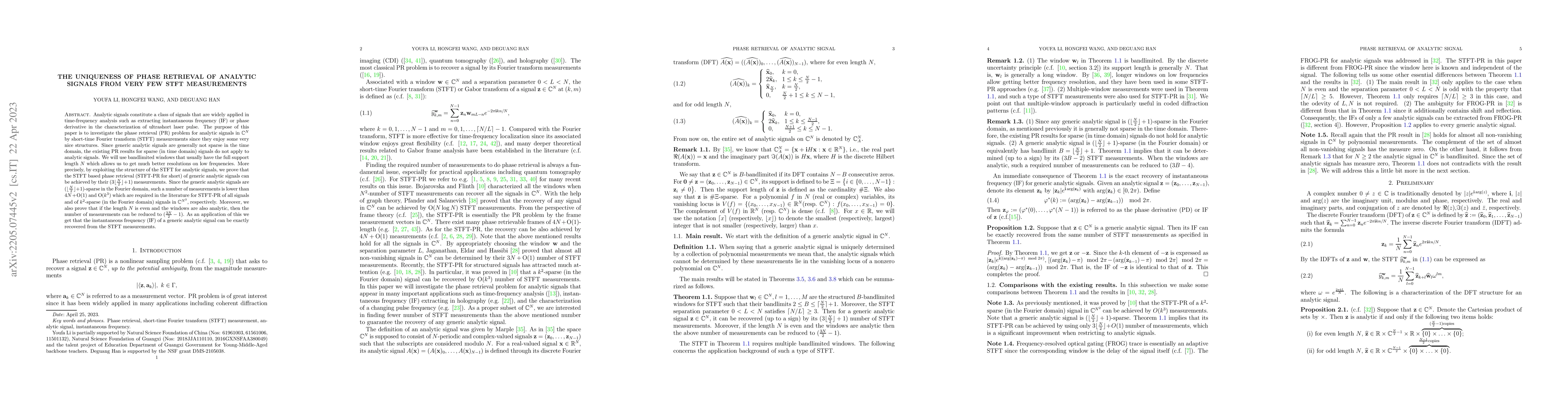 Thumbnail for Phase retrieval of analytic signals from short-time Fourier transform
  measurements