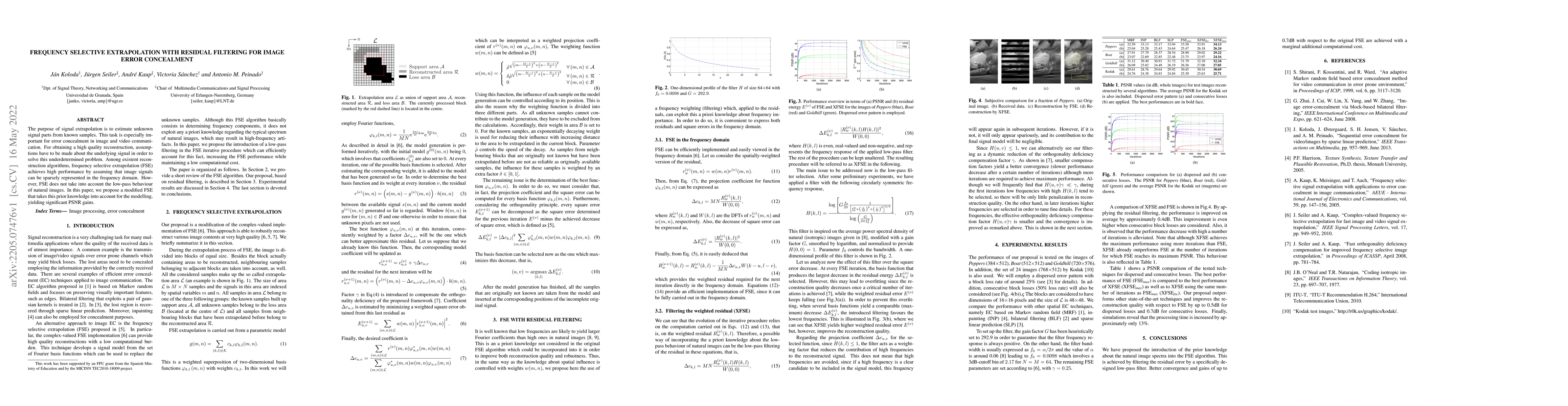 Thumbnail for Frequency selective extrapolation with residual filtering for image
  error concealment