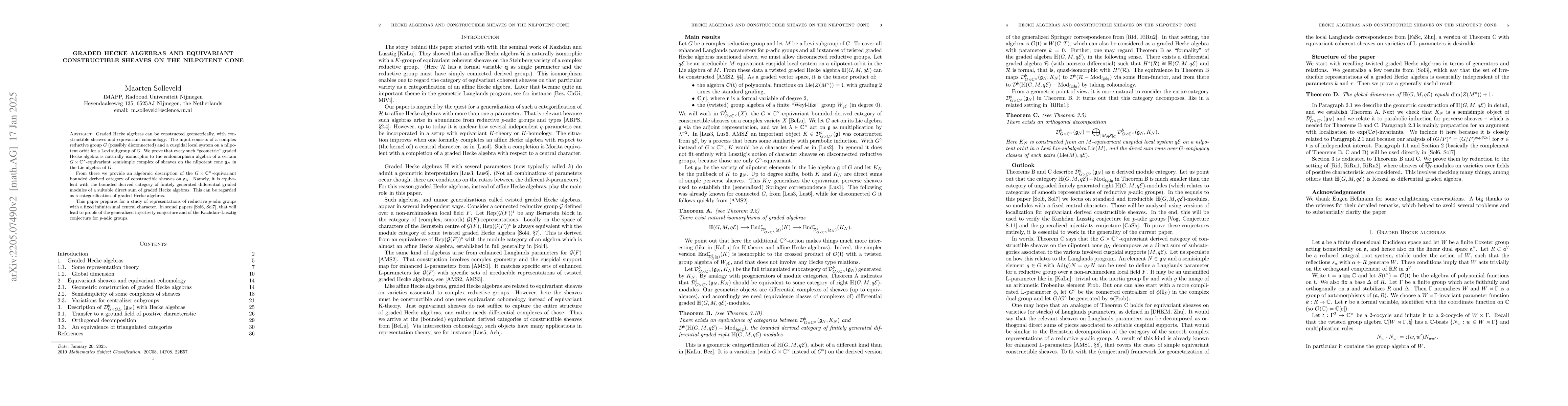 Thumbnail for Graded Hecke algebras and equivariant constructible sheaves on the
  nilpotent cone