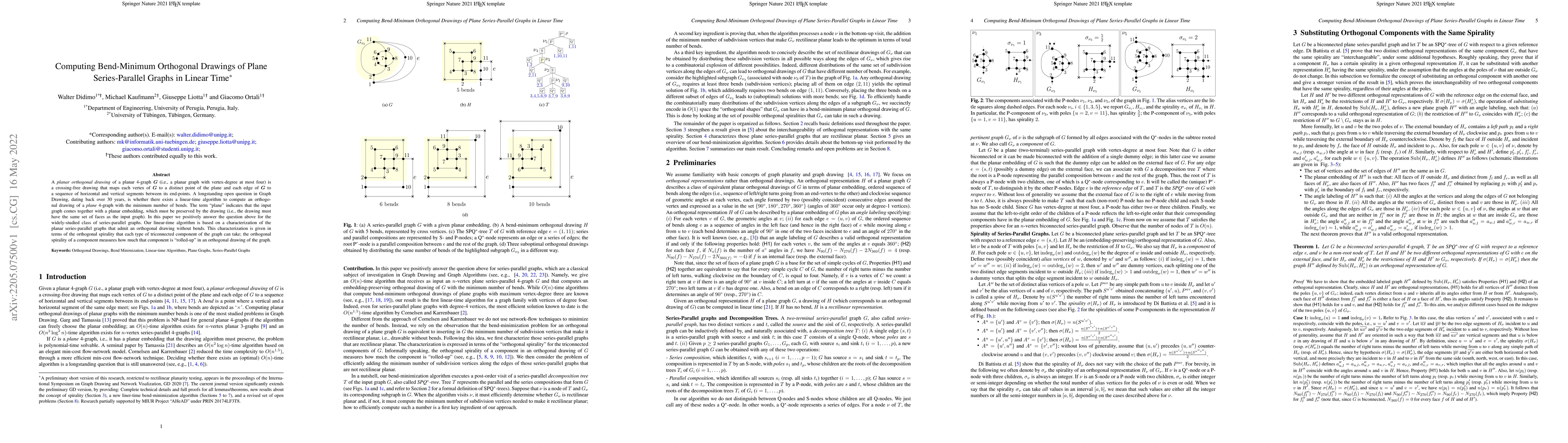 Thumbnail for Computing Bend-Minimum Orthogonal Drawings of Plane Series-Parallel
  Graphs in Linear Time