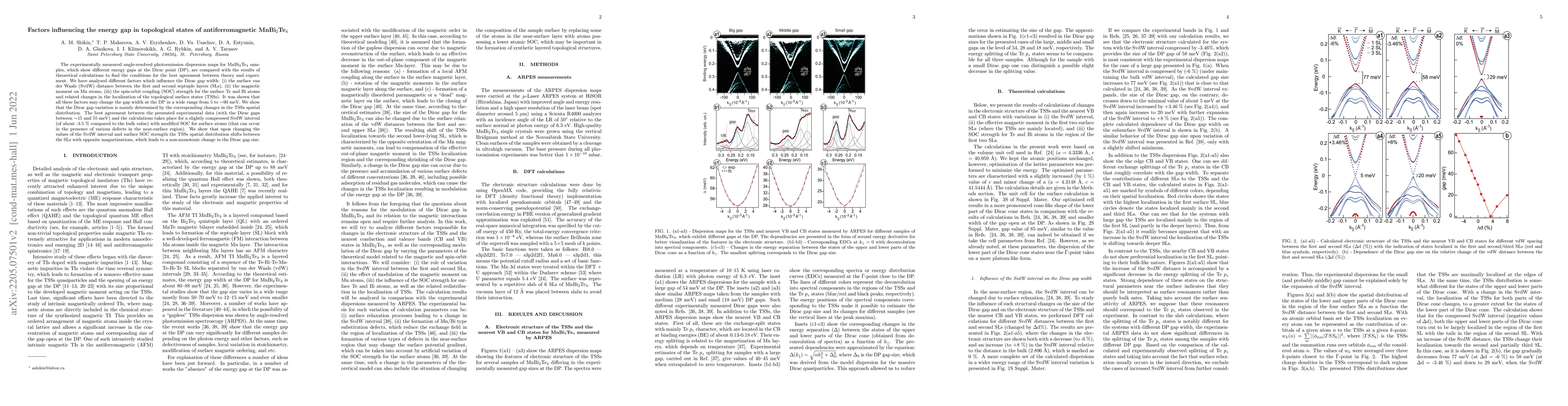 Thumbnail for Factors influencing the energy gap in topological states of
  antiferromagnetic MnBi$_2$Te$_4$