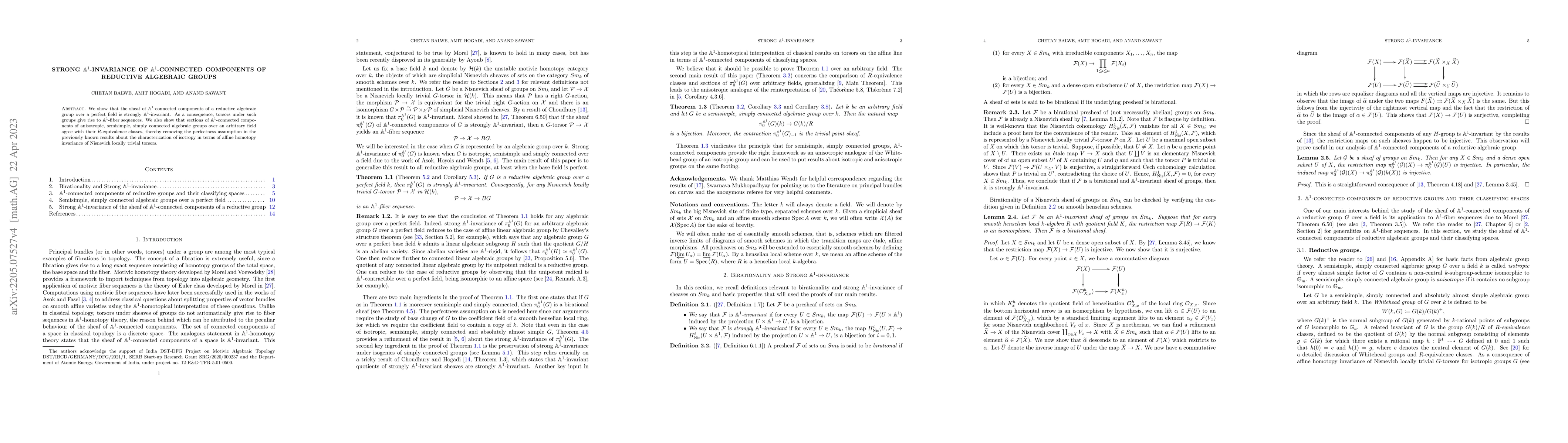 Thumbnail for Strong $\mathbb A^1$-invariance of $\mathbb A^1$-connected components of
  reductive algebraic groups
