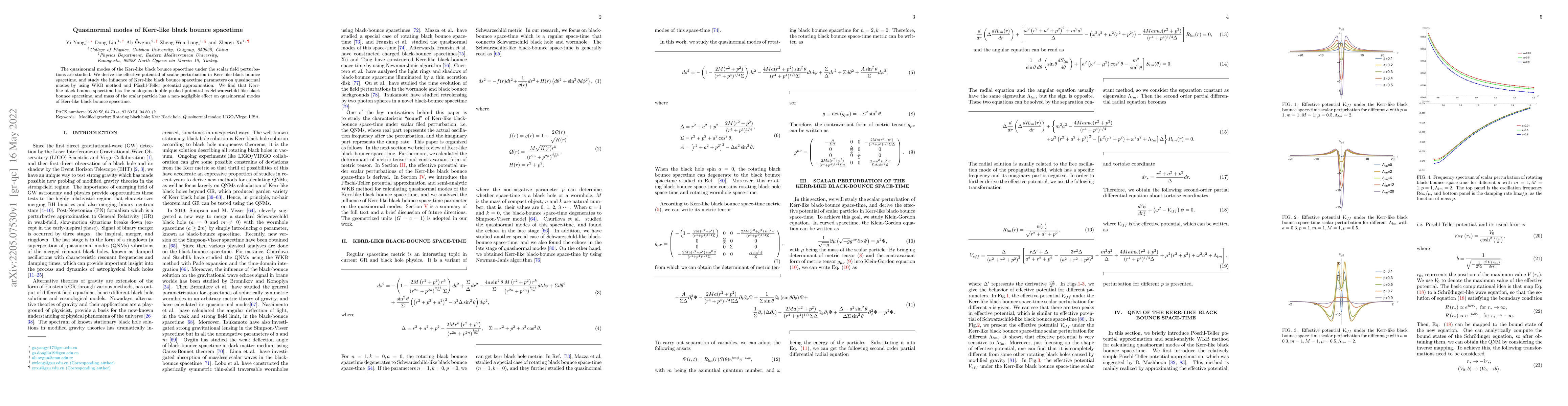 Thumbnail for Quasinormal modes of Kerr-like black bounce spacetime