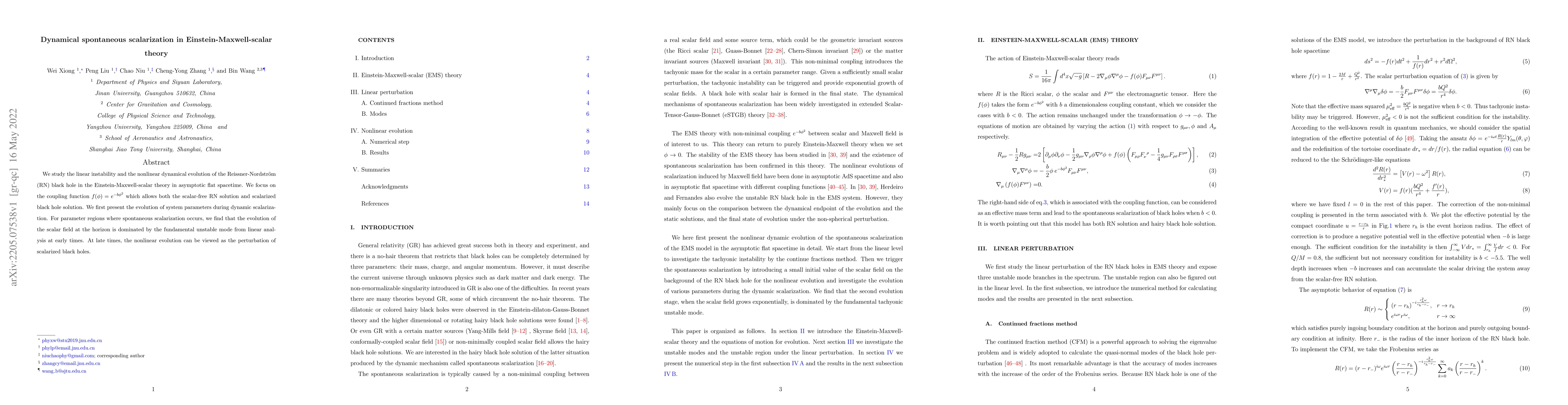 Thumbnail for Dynamical spontaneous scalarization in Einstein-Maxwell-scalar theory