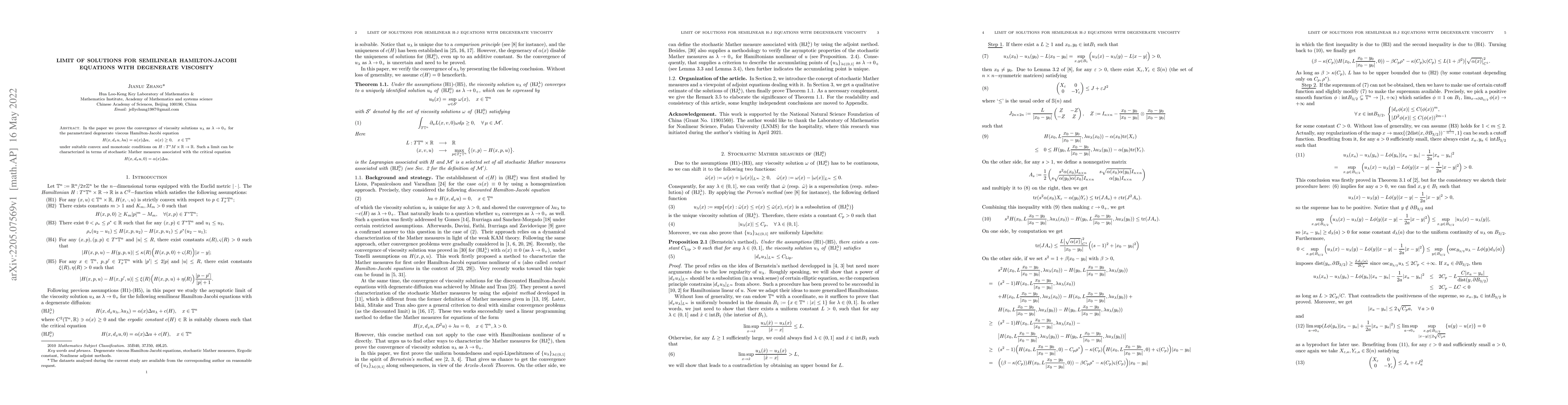 Thumbnail for Limit of solutions for semilinear Hamilton-Jacobi equations with
  degenerate viscosity