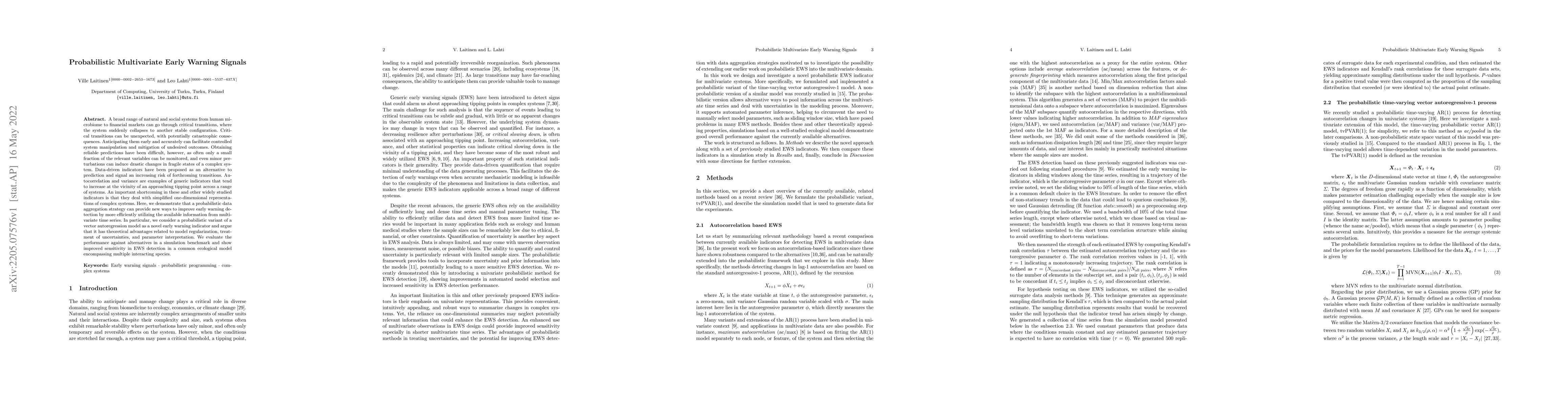 Thumbnail for Probabilistic multivariate early warning signals