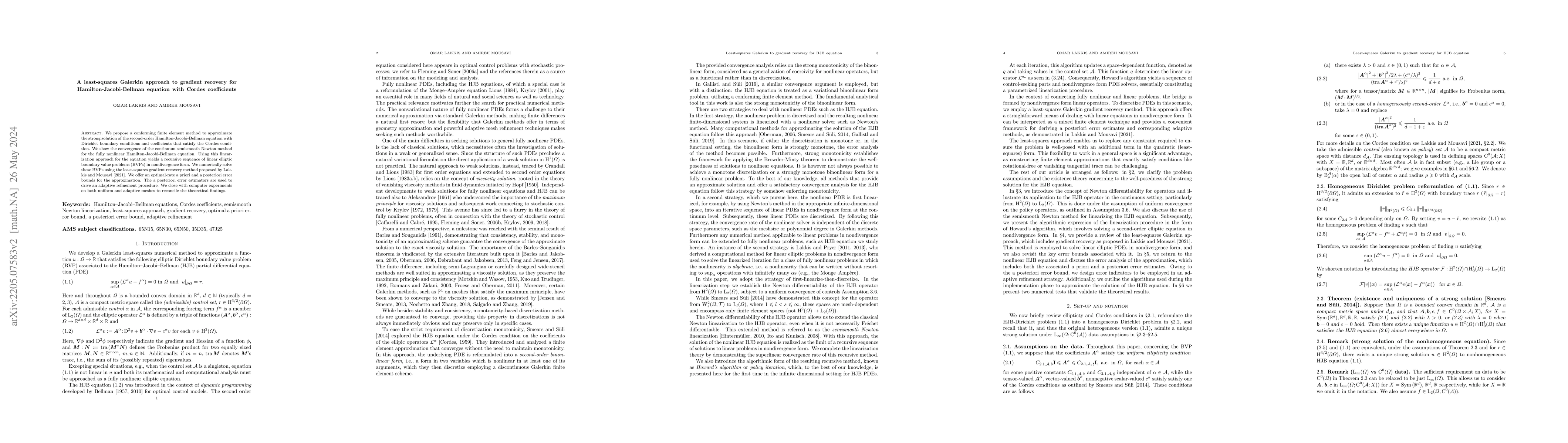 Thumbnail for A least-squares Galerkin approach to gradient recovery for
  Hamilton-Jacobi-Bellman equation with Cordes coefficients
