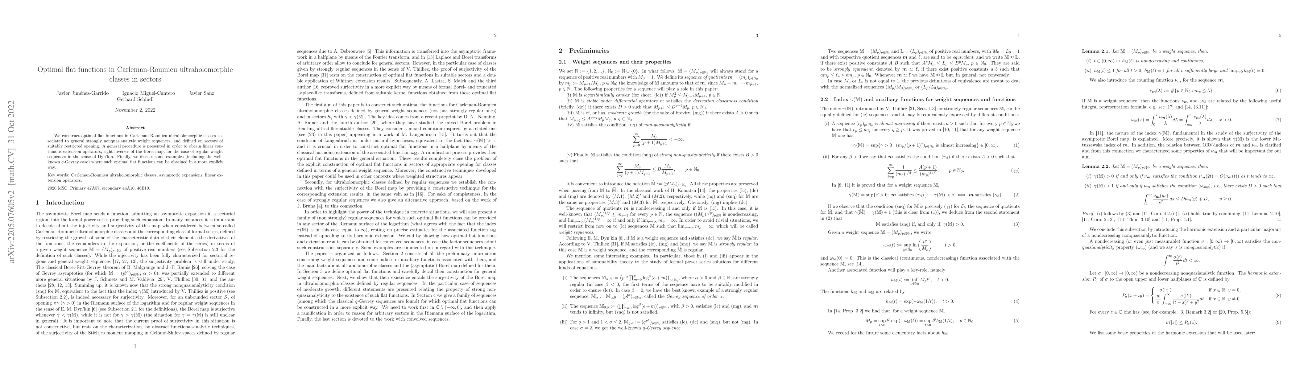 Thumbnail for Optimal flat functions in Carleman-Roumieu ultraholomorphic classes in
  sectors