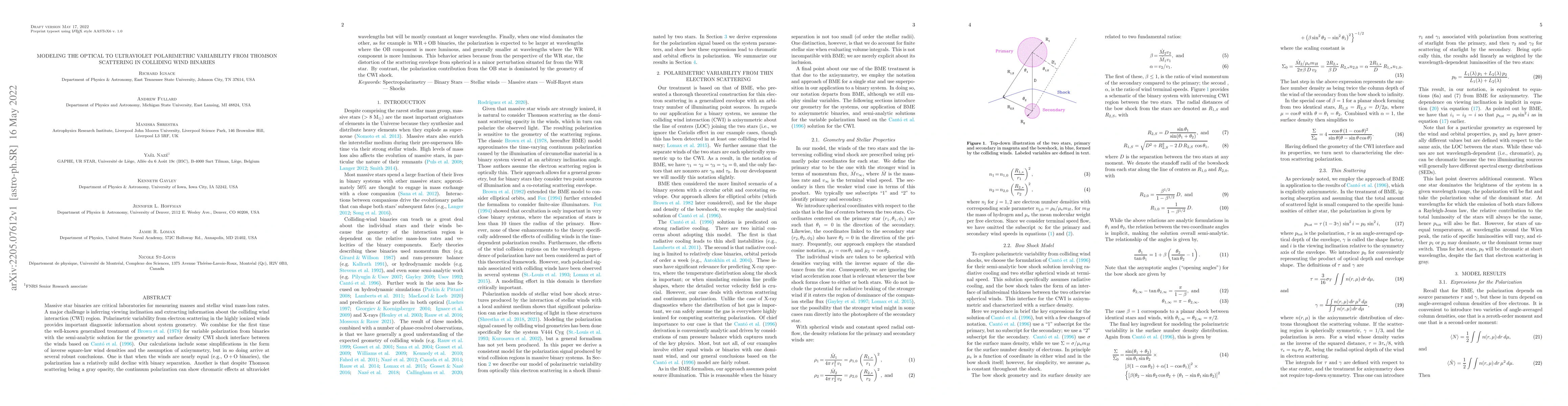 Thumbnail for Modeling the Optical to Ultraviolet Polarimetric Variability from
  Thomson Scattering in Colliding Wind Binaries