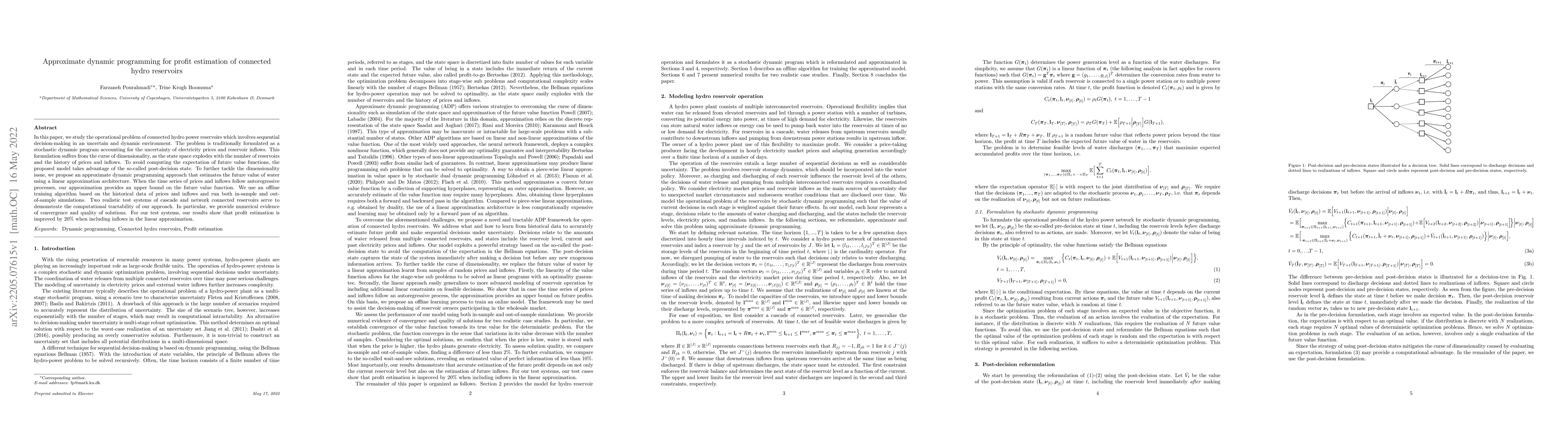 Thumbnail for Approximate dynamic programming for profit estimation of connected hydro
  reservoirs