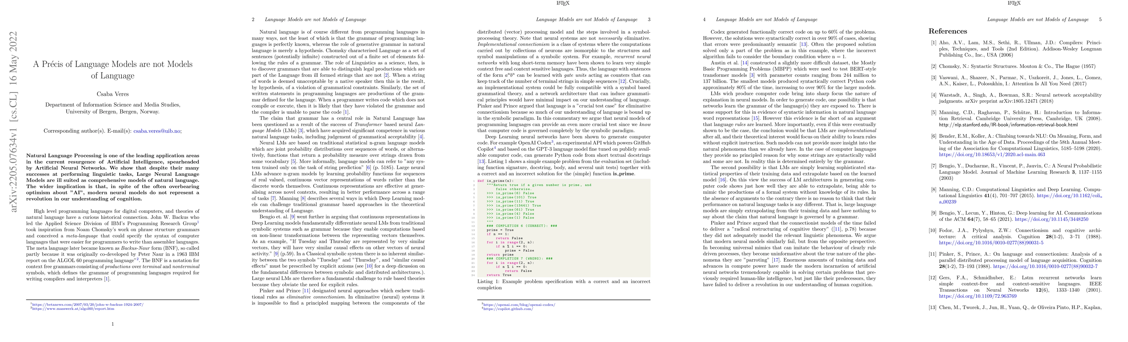 Thumbnail for A Precis of Language Models are not Models of Language