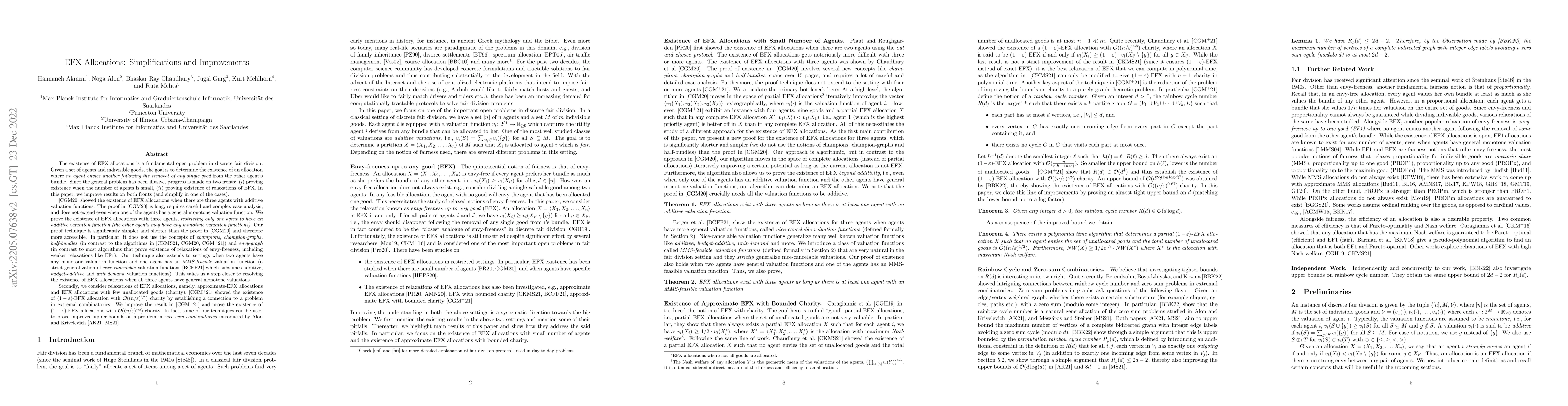 Thumbnail for EFX Allocations: Simplifications and Improvements