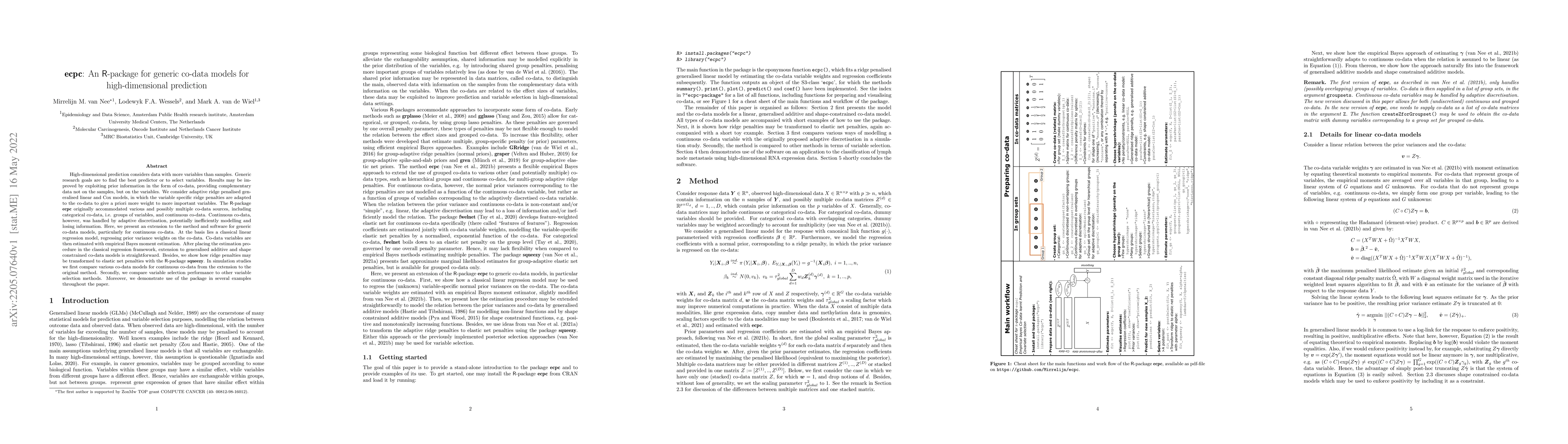 Thumbnail for ecpc: An R-package for generic co-data models for high-dimensional
  prediction