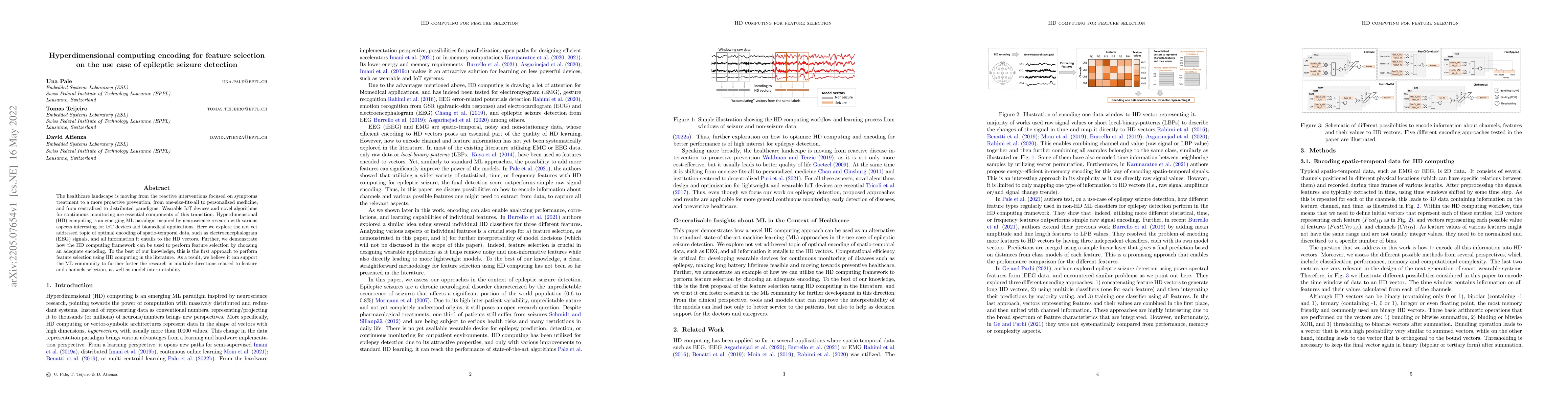 Thumbnail for Hyperdimensional computing encoding for feature selection on the use
  case of epileptic seizure detection