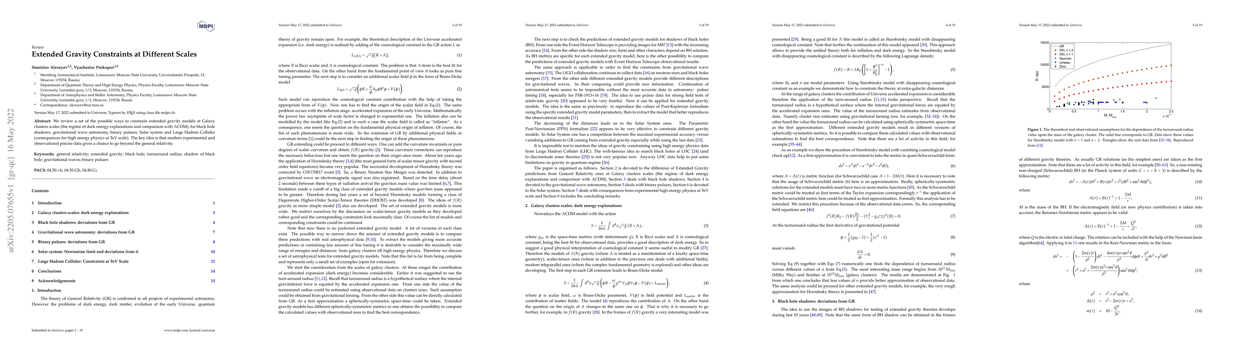 Thumbnail for Extended Gravity Constraints at Different Scales