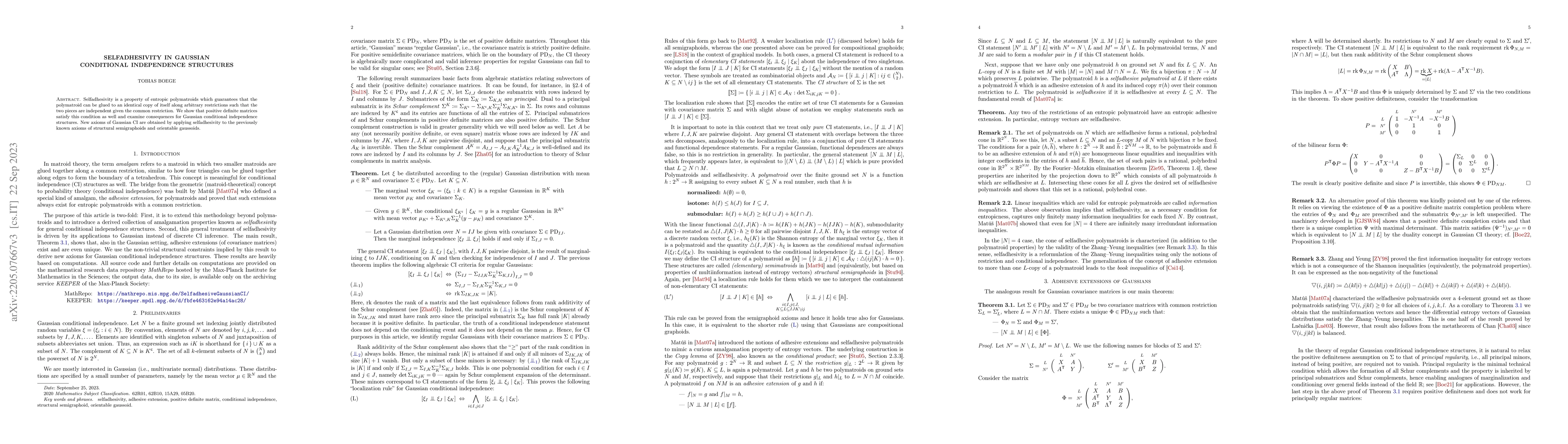 Thumbnail for Selfadhesivity in Gaussian conditional independence structures