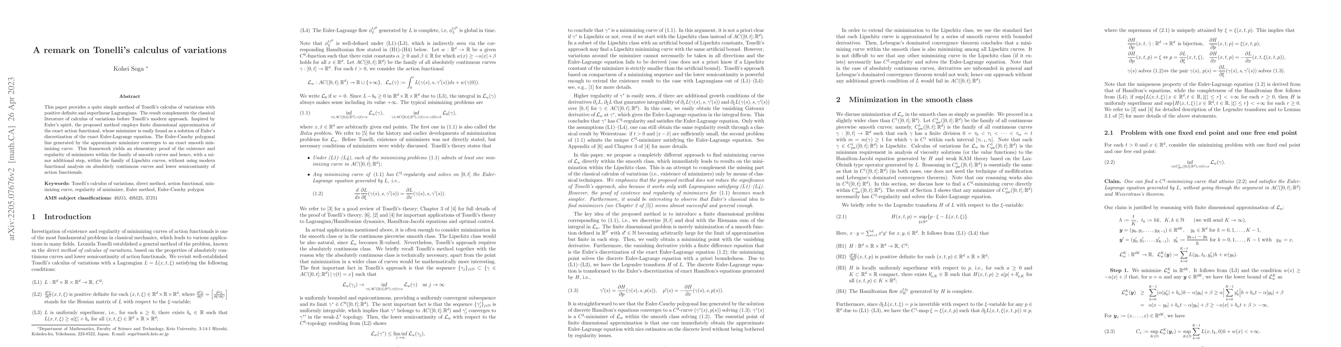 Thumbnail for A remark on Tonelli's calculus of variations