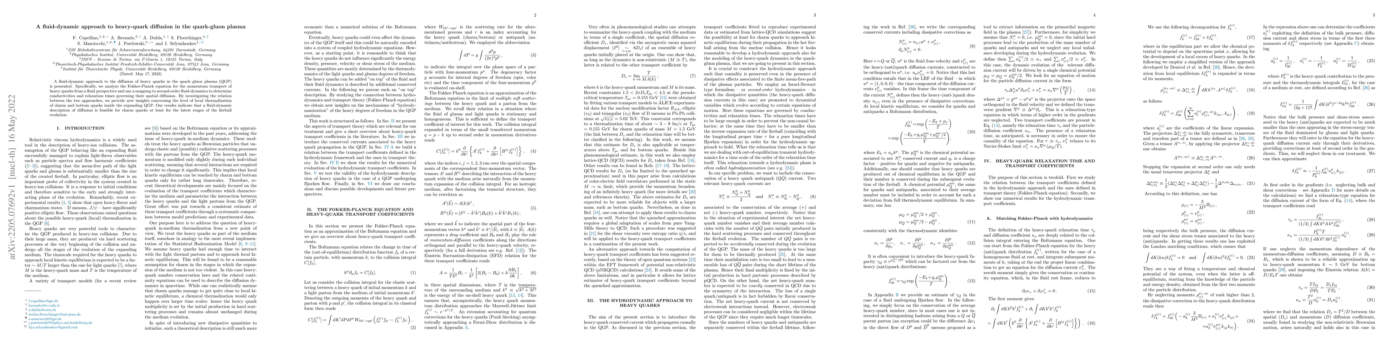 Thumbnail for A fluid-dynamic approach to heavy-quark diffusion in the quark-gluon
  plasma