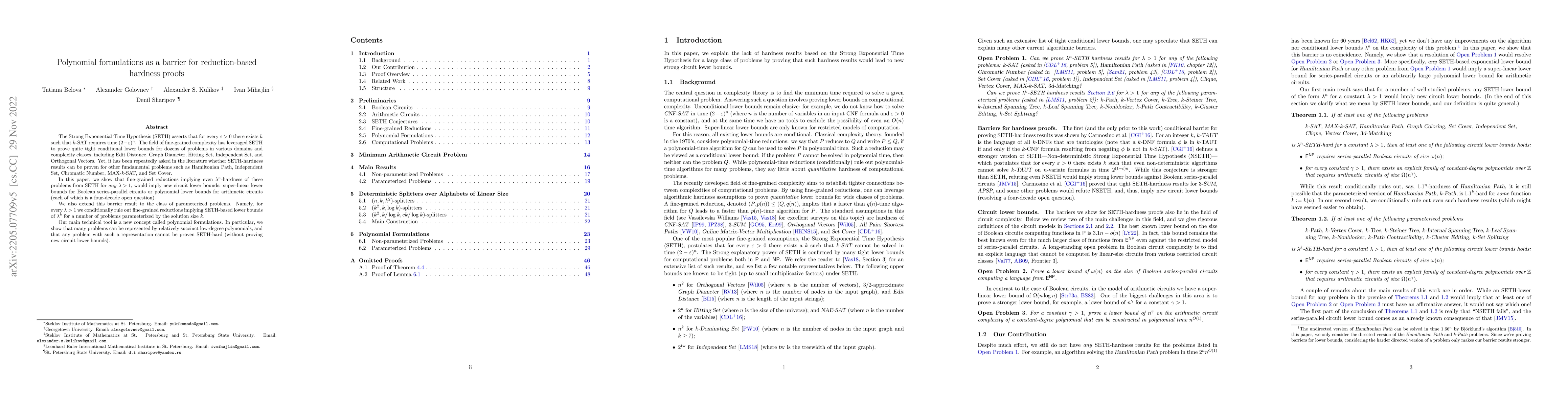 Thumbnail for Polynomial formulations as a barrier for reduction-based hardness proofs