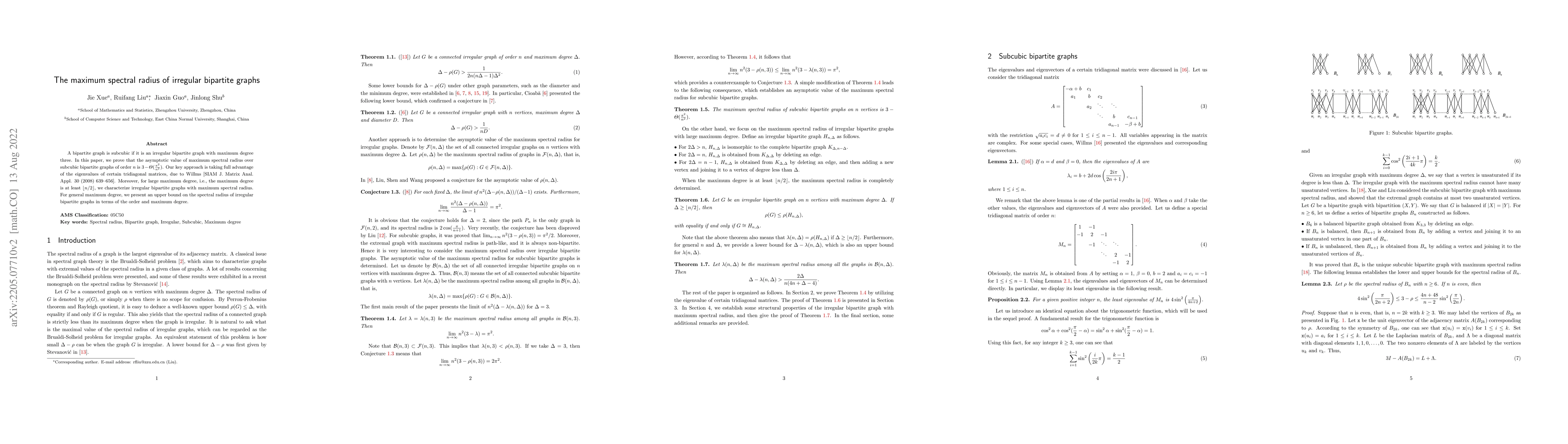 Thumbnail for The maximum spectral radius of irregular bipartite graphs