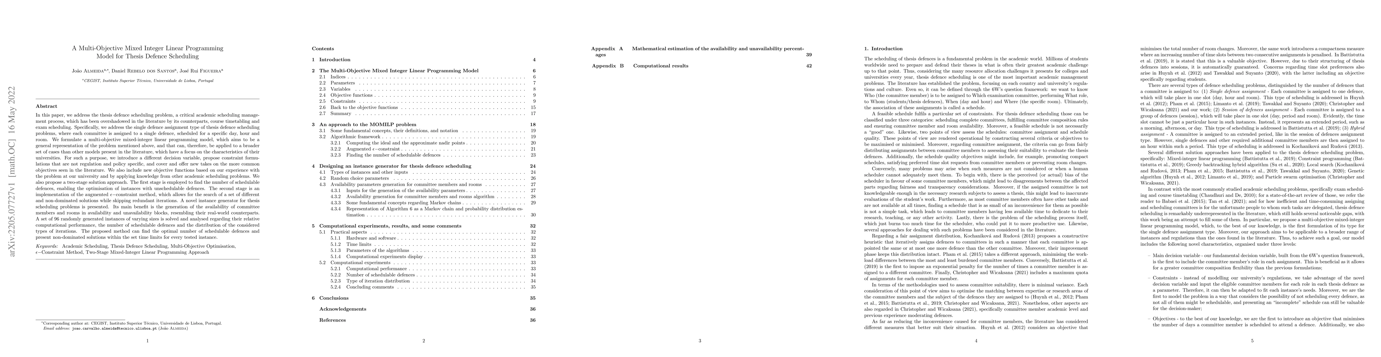 Thumbnail for A Multi-Objective Model for Thesis Defence Scheduling