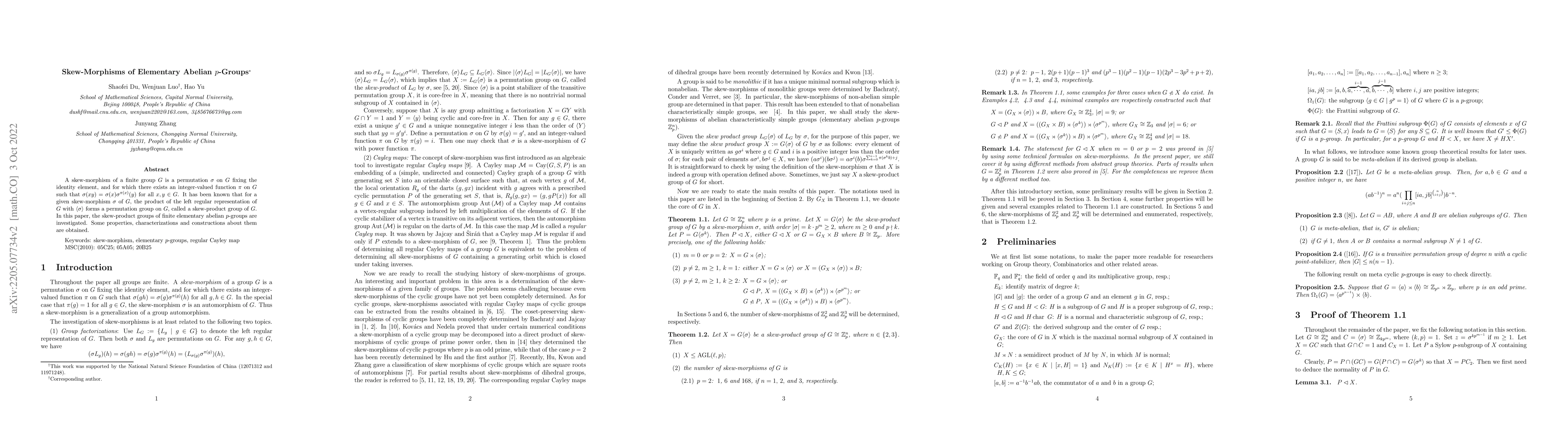 Thumbnail for Skew-Morphisms of Elementary Abelian p-Groups