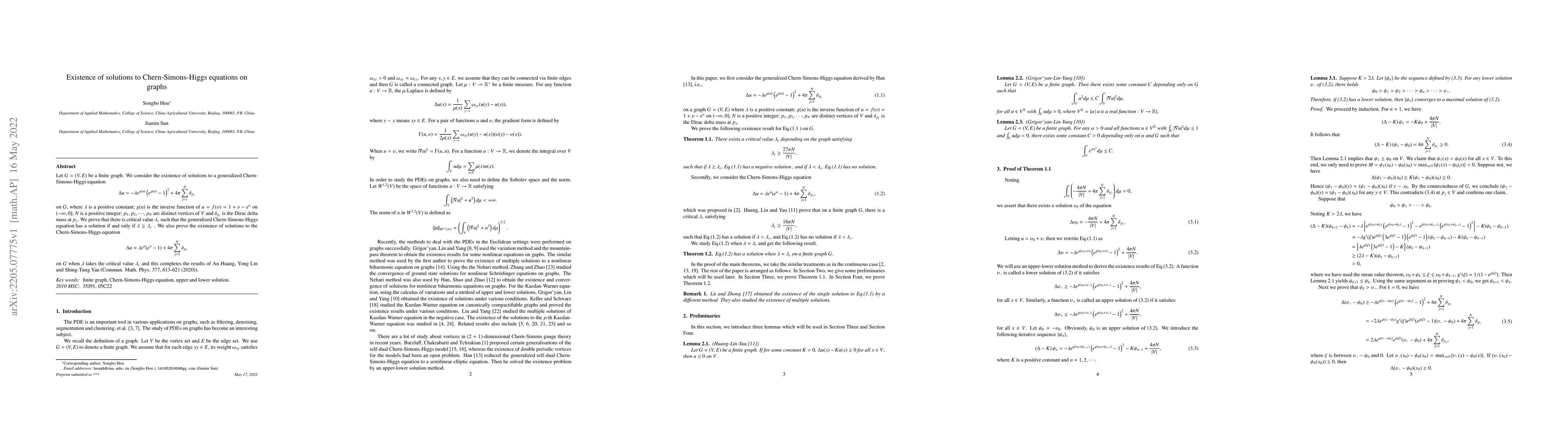 Thumbnail for Existence of solutions to Chern-Simons-Higgs equations on graphs