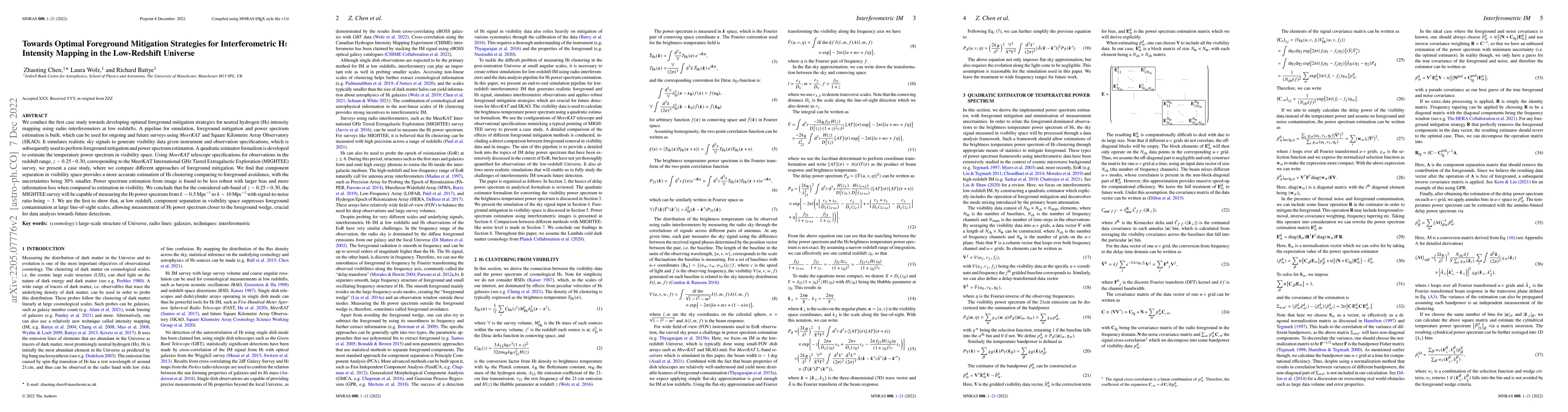 Thumbnail for Towards Optimal Foreground Mitigation Strategies for Interferometric HI
  Intensity Mapping in the Low-Redshift Universe