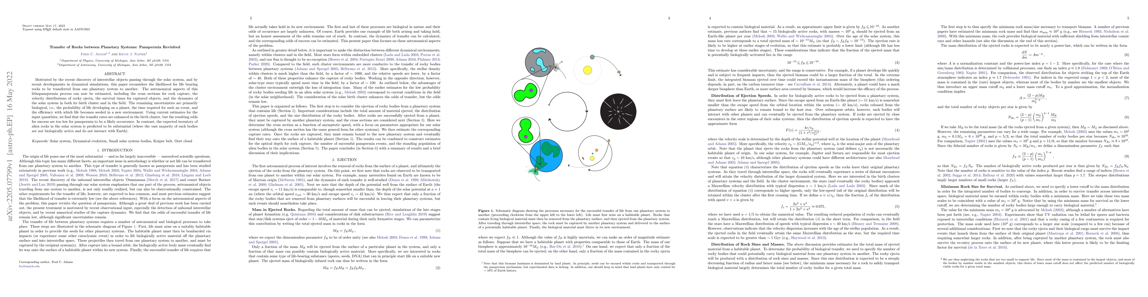 Thumbnail for Transfer of Rocks between Planetary Systems: Panspermia Revisited