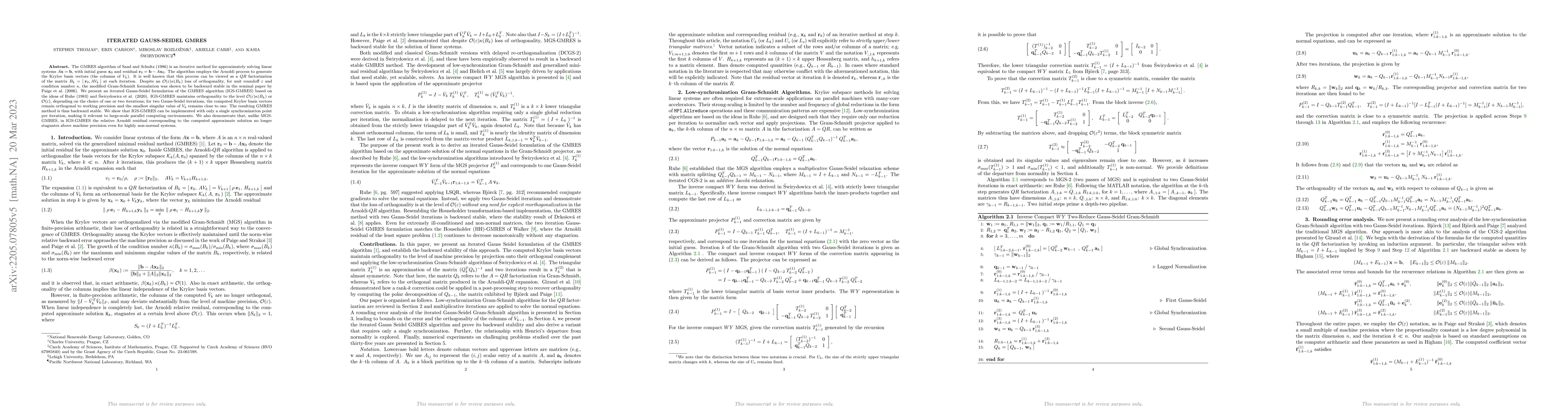 Thumbnail for Iterated Gauss-Seidel GMRES
