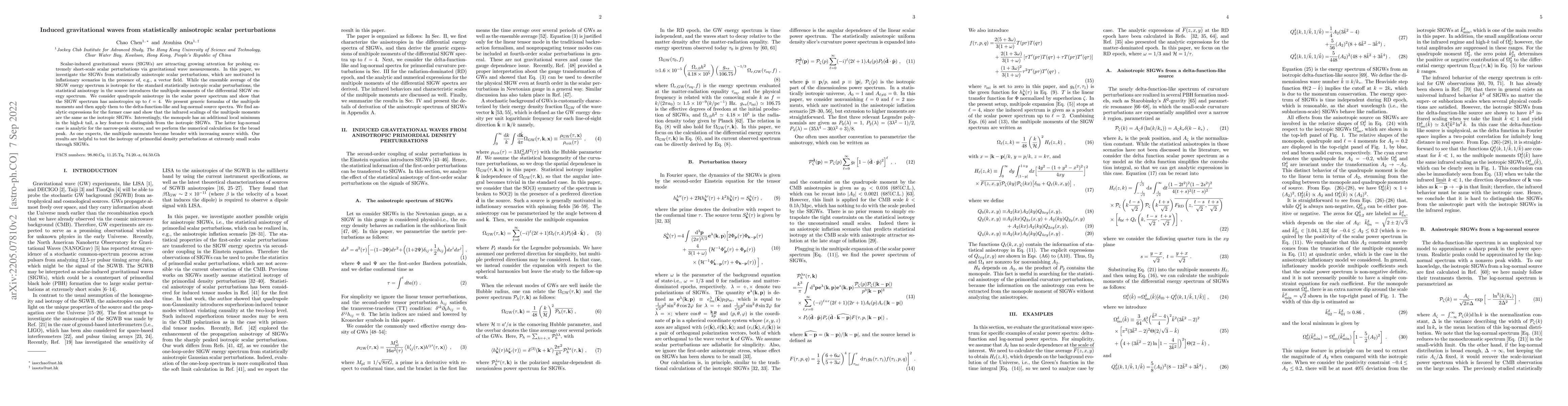 Thumbnail for Induced gravitational waves from statistically anisotropic scalar
  perturbations
