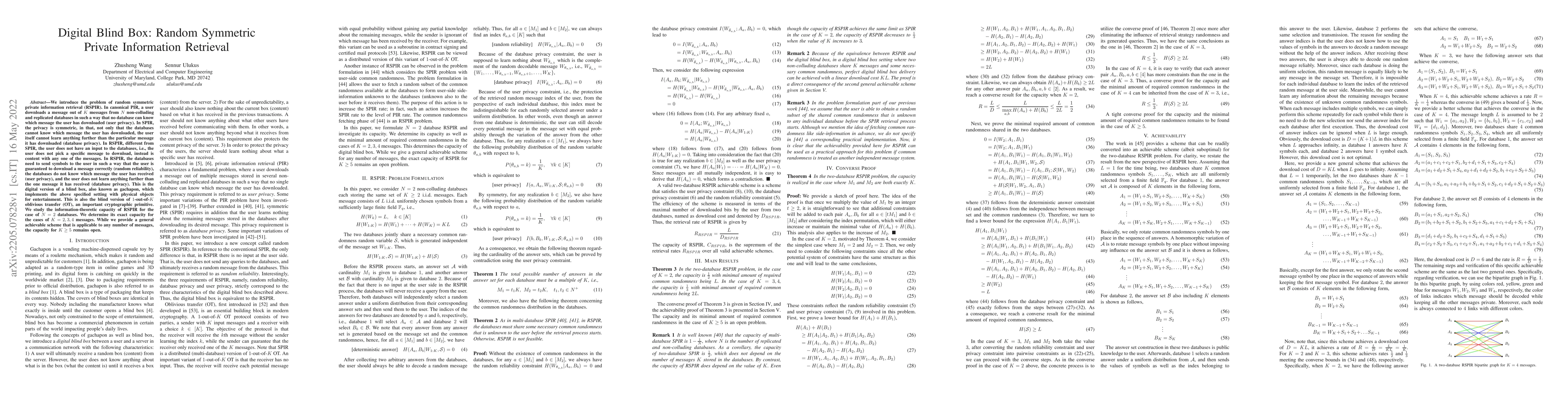 Thumbnail for Digital Blind Box: Random Symmetric Private Information Retrieval