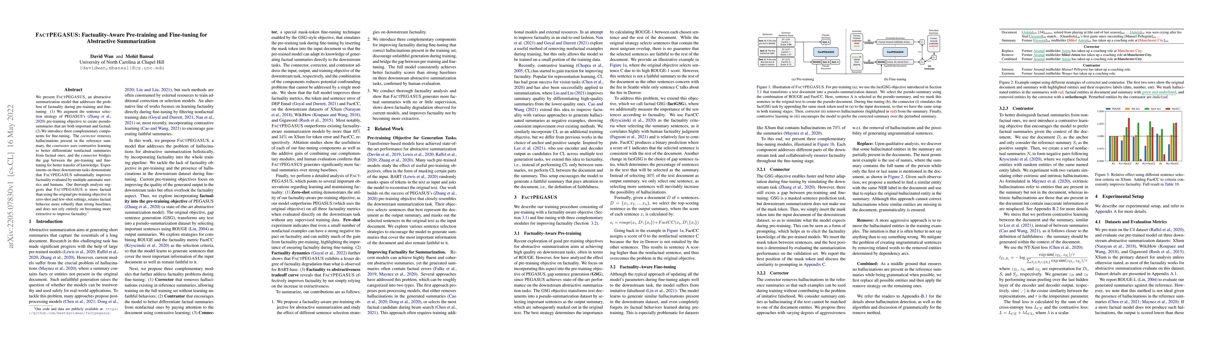 Thumbnail for FactPEGASUS: Factuality-Aware Pre-training and Fine-tuning for
  Abstractive Summarization
