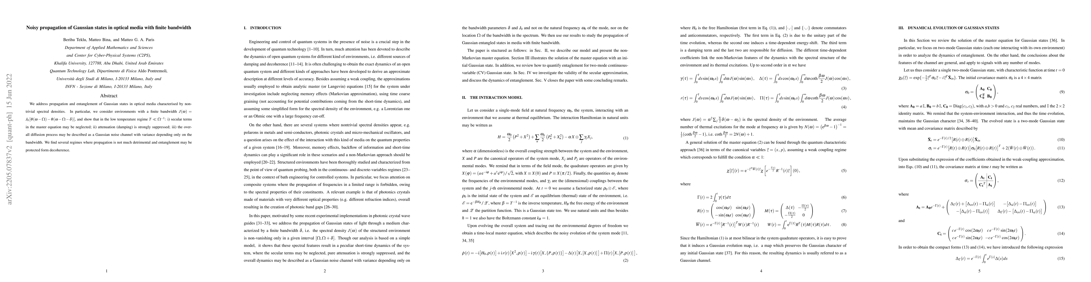 Thumbnail for Noisy propagation of Gaussian states in optical media with finite
  bandwidth