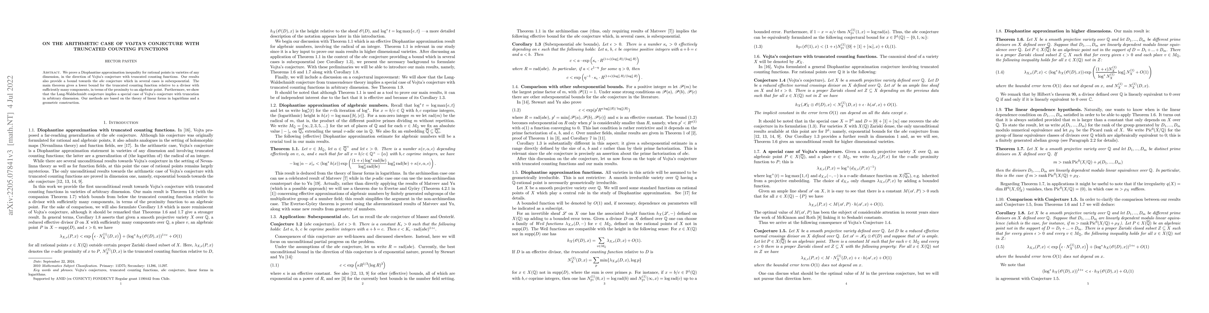 Thumbnail for On the arithmetic case of Vojta's conjecture with truncated counting
  functions