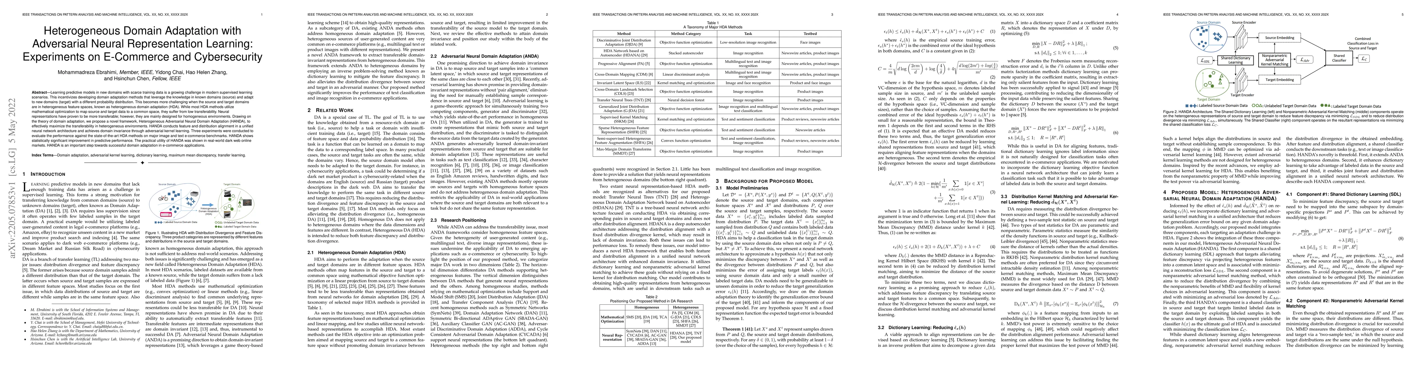 Thumbnail for Heterogeneous Domain Adaptation with Adversarial Neural Representation
  Learning: Experiments on E-Commerce and Cybersecurity